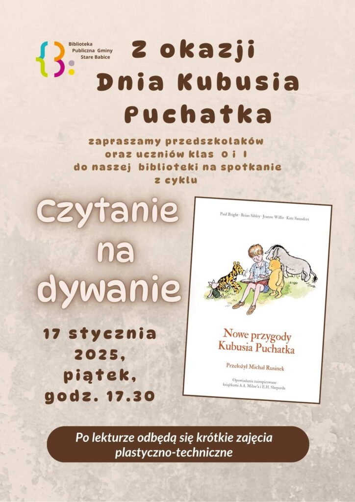 Plakat - Czytanie na dywanie NOWY PUCHATEK